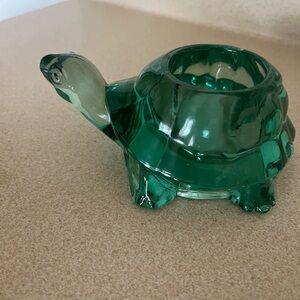 Indian Glass  Green  Turtle Candle Holder